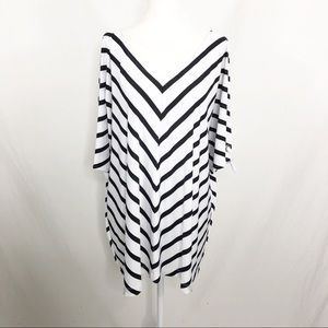 NEW Croft & Barrow V-Neck Blouse Top, Size 1X, Black White Striped